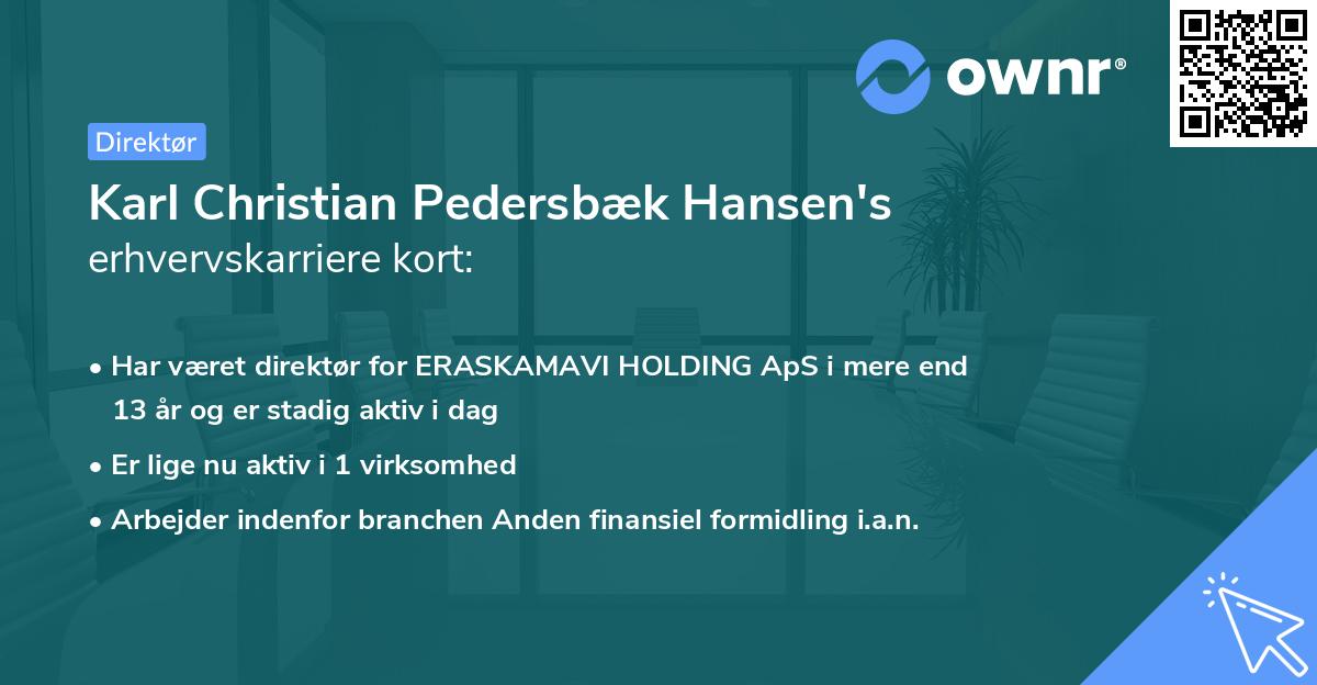 Karl Christian Pedersbæk Hansen's erhvervskarriere kort