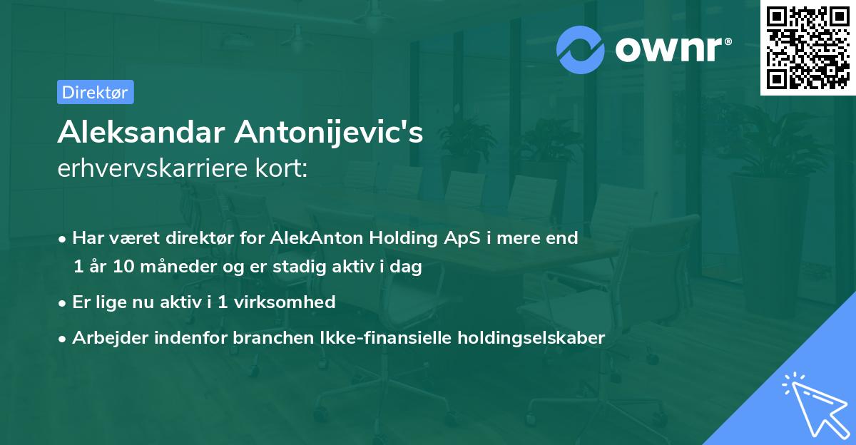 Aleksandar Antonijevic's erhvervskarriere kort