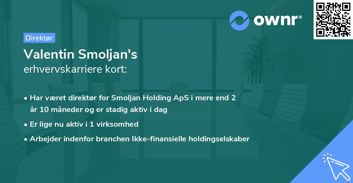 Valentin Smoljan's erhvervskarriere kort