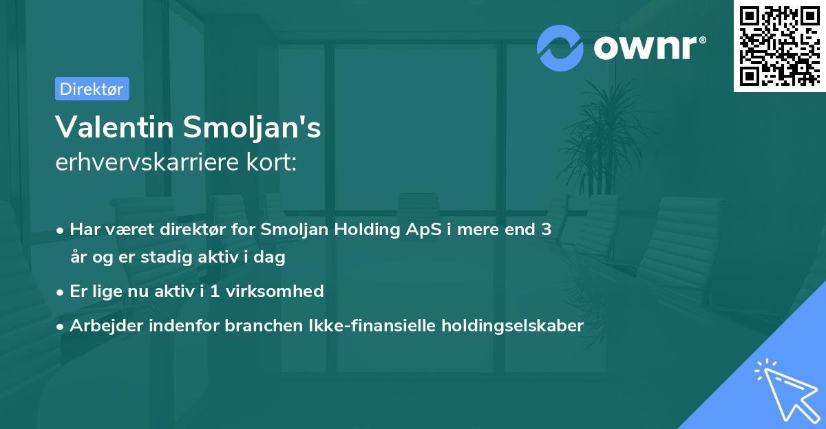 Valentin Smoljan's erhvervskarriere kort