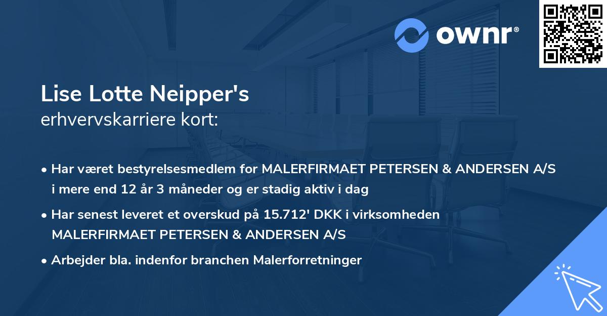 Lise Lotte Neipper's erhvervskarriere kort