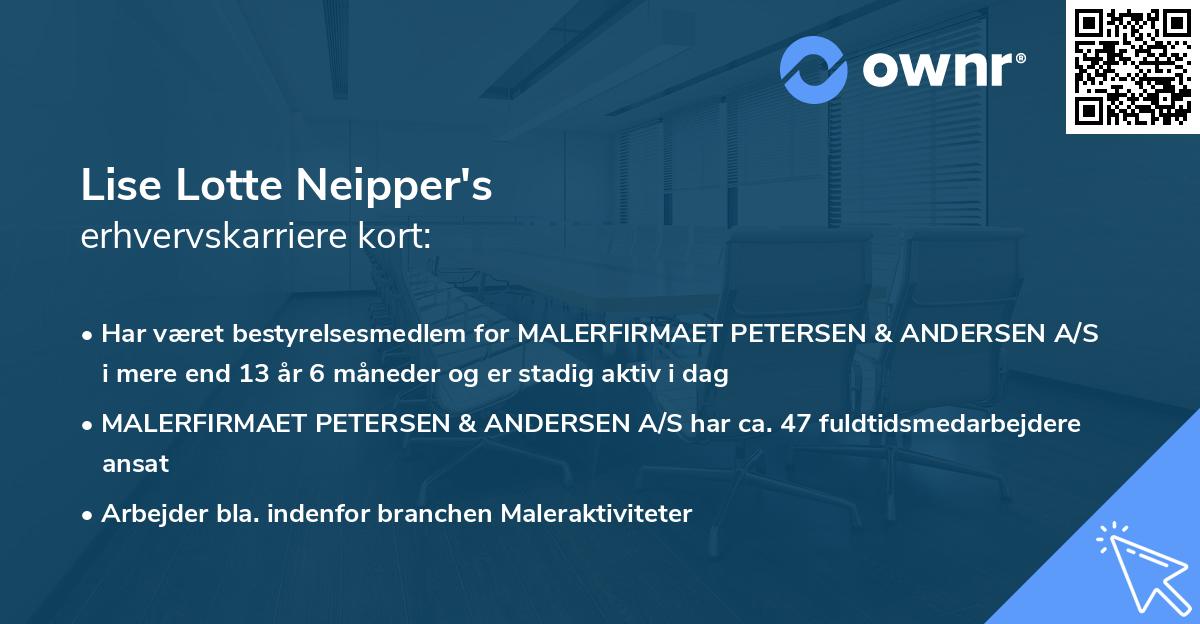 Lise Lotte Neipper's erhvervskarriere kort