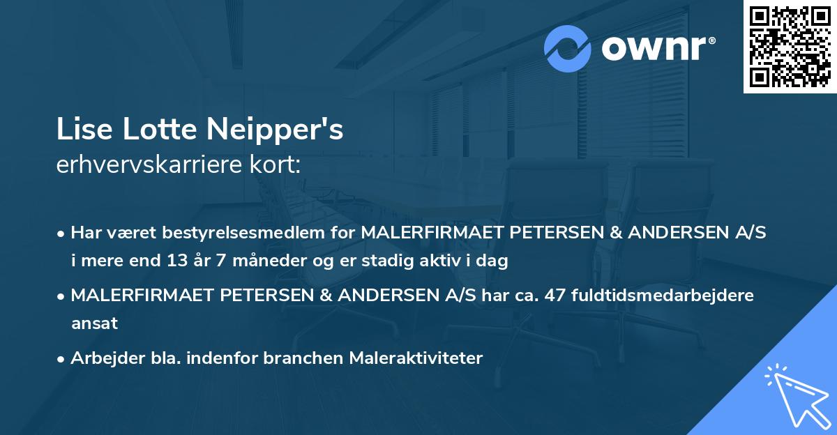 Lise Lotte Neipper's erhvervskarriere kort