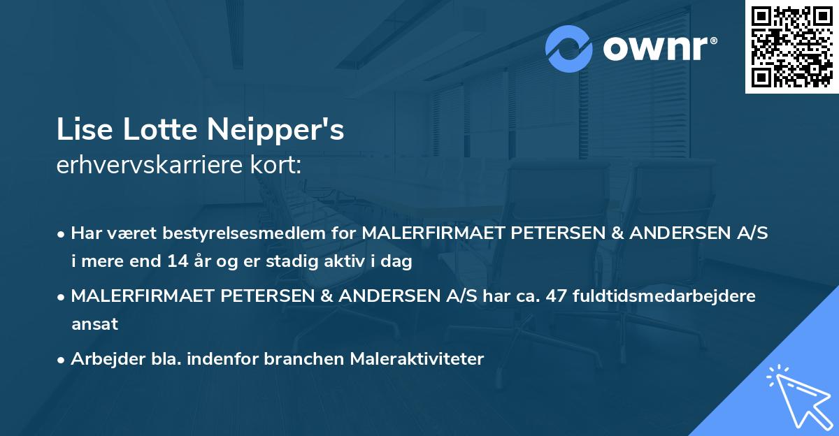 Lise Lotte Neipper's erhvervskarriere kort