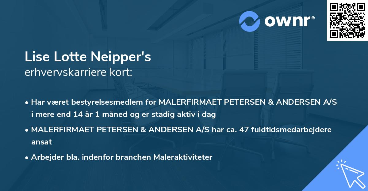 Lise Lotte Neipper's erhvervskarriere kort