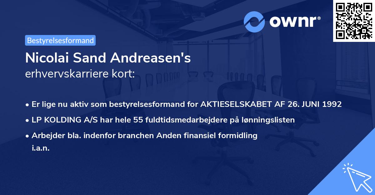 Nicolai Sand Andreasen's erhvervskarriere kort