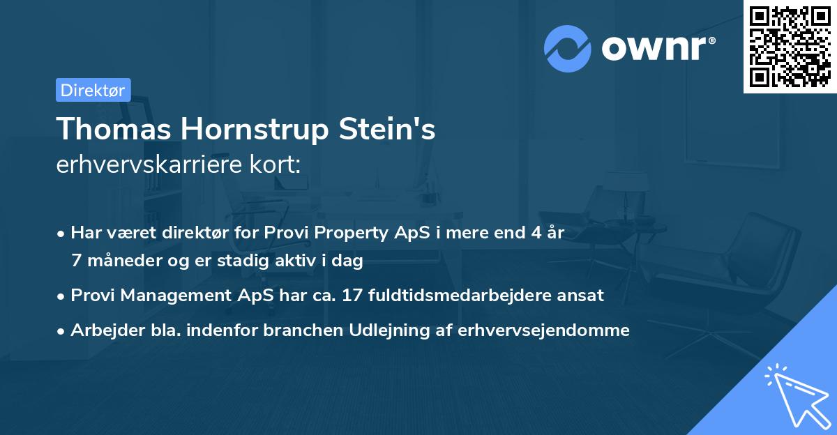Thomas Hornstrup Stein's erhvervskarriere kort