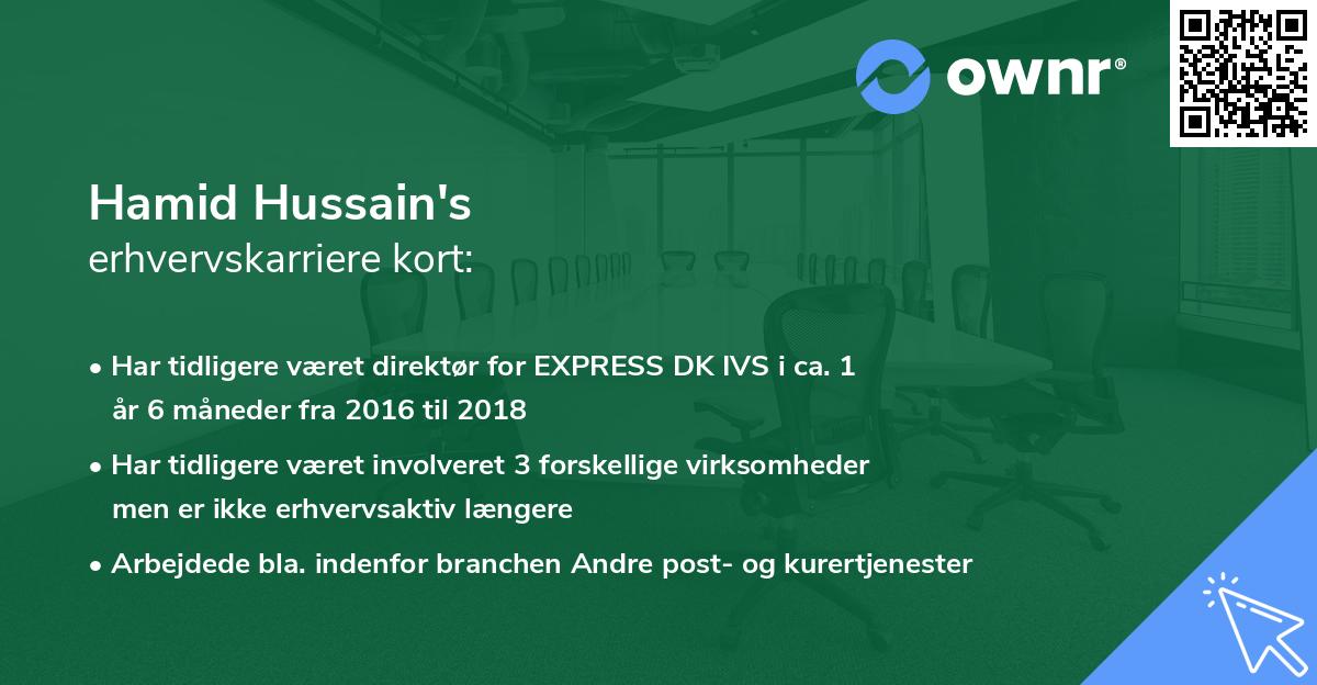 Hamid Hussain's erhvervskarriere kort