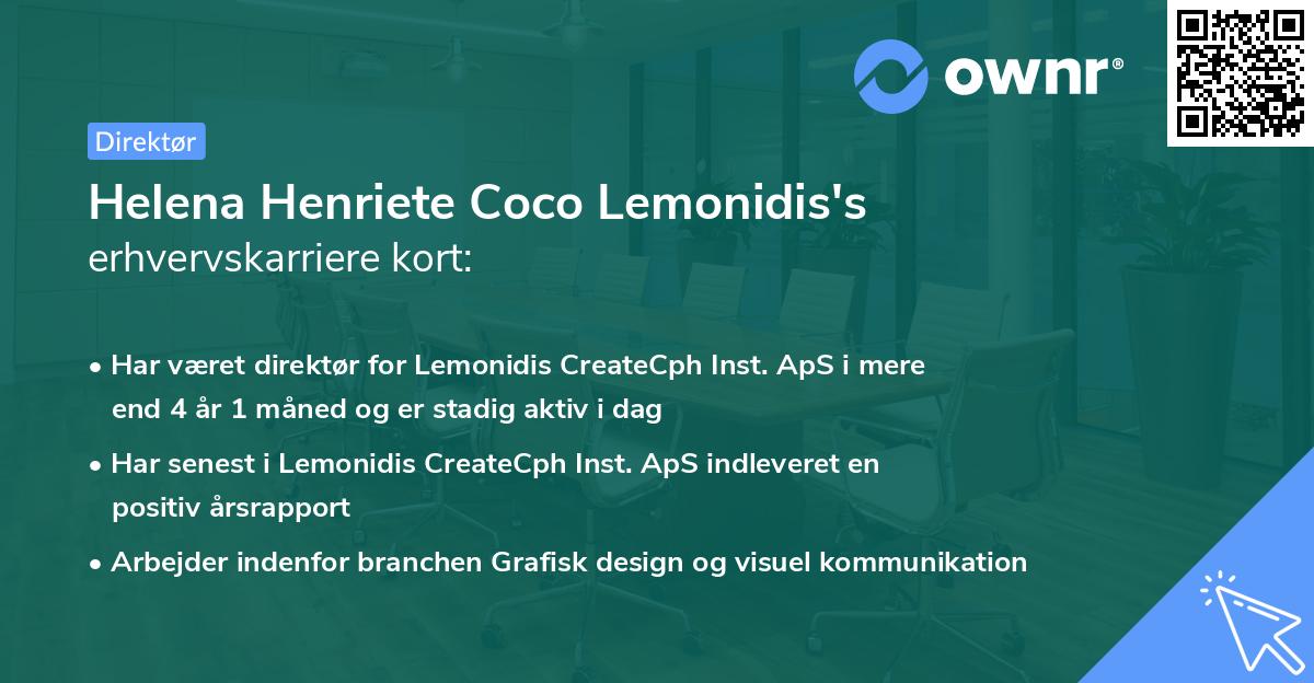 Helena Henriete Coco Lemonidis's erhvervskarriere kort