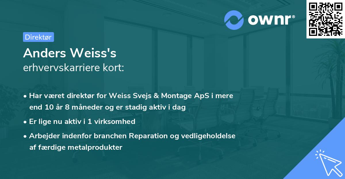 Anders Weiss's erhvervskarriere kort