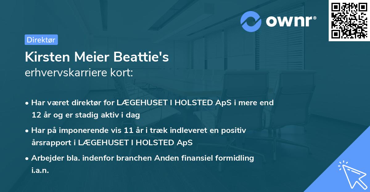 Kirsten Meier Beattie's erhvervskarriere kort