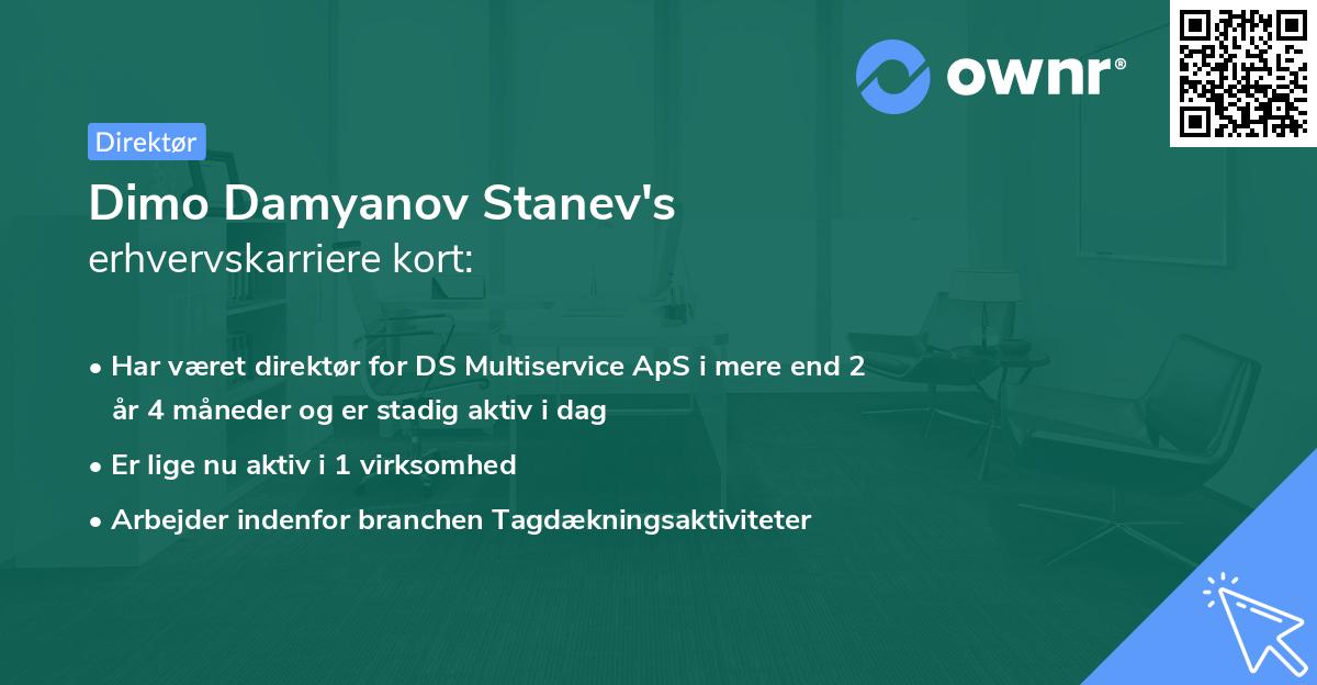 Dimo Damyanov Stanev's erhvervskarriere kort