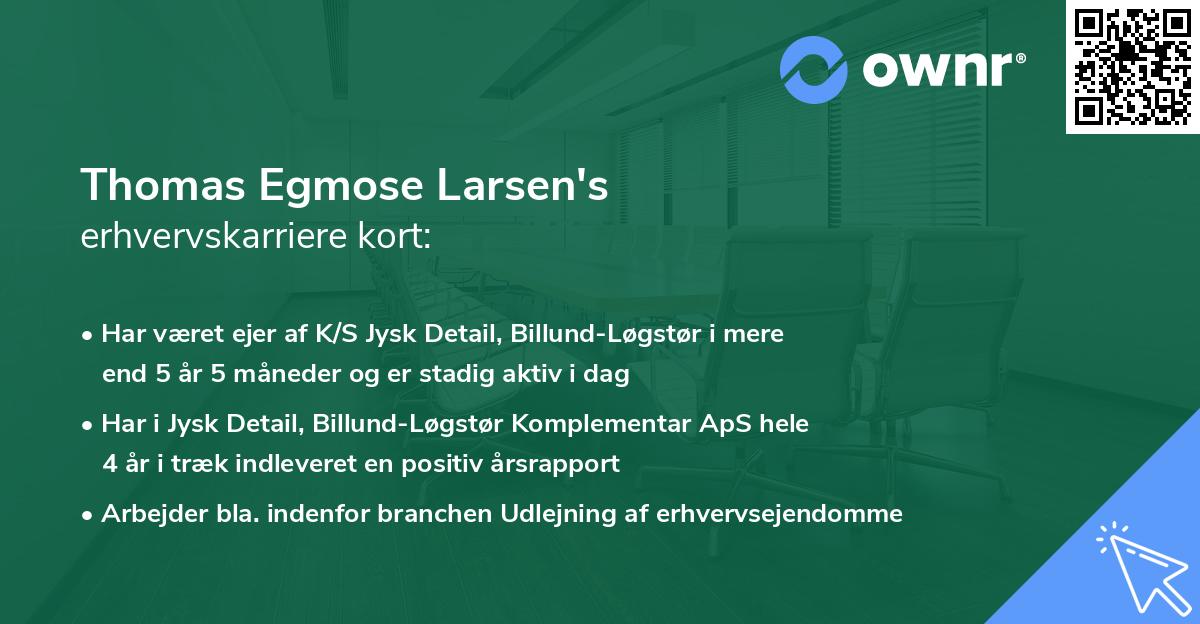 Thomas Egmose Larsen's erhvervskarriere kort