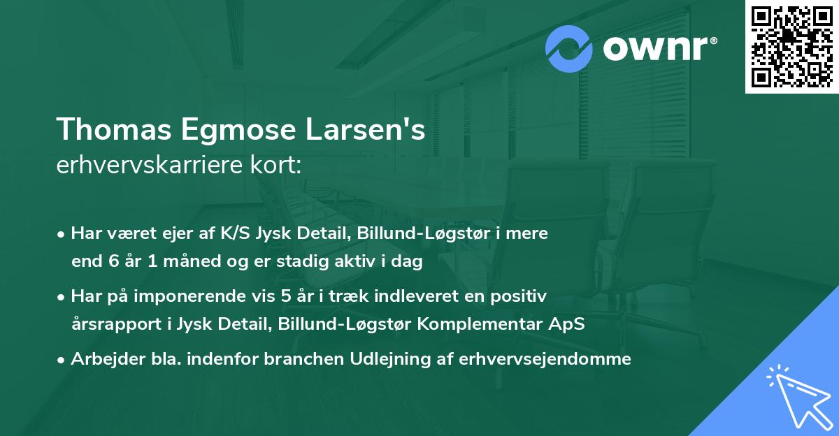 Thomas Egmose Larsen's erhvervskarriere kort