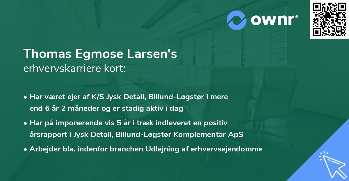 Thomas Egmose Larsen's erhvervskarriere kort