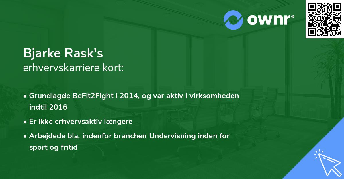 Bjarke Rask's erhvervskarriere kort