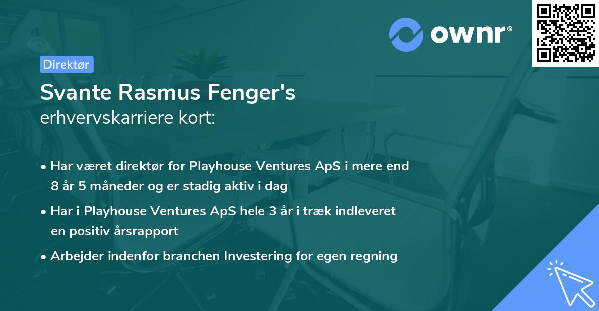 Svante Rasmus Fenger's erhvervskarriere kort