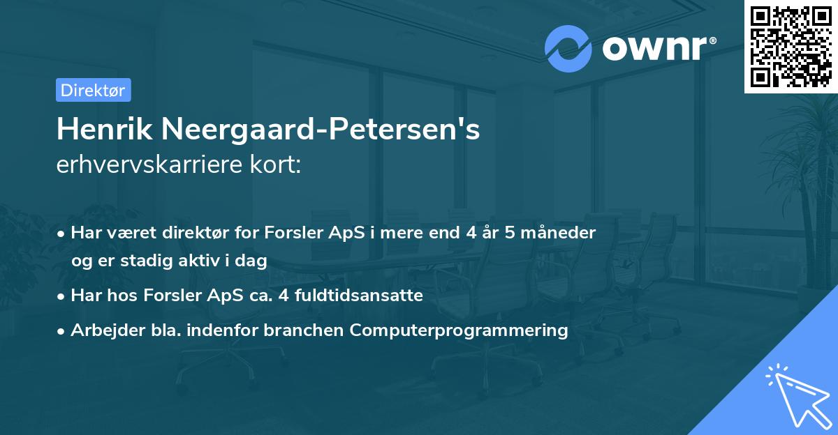 Henrik Neergaard-Petersen's erhvervskarriere kort