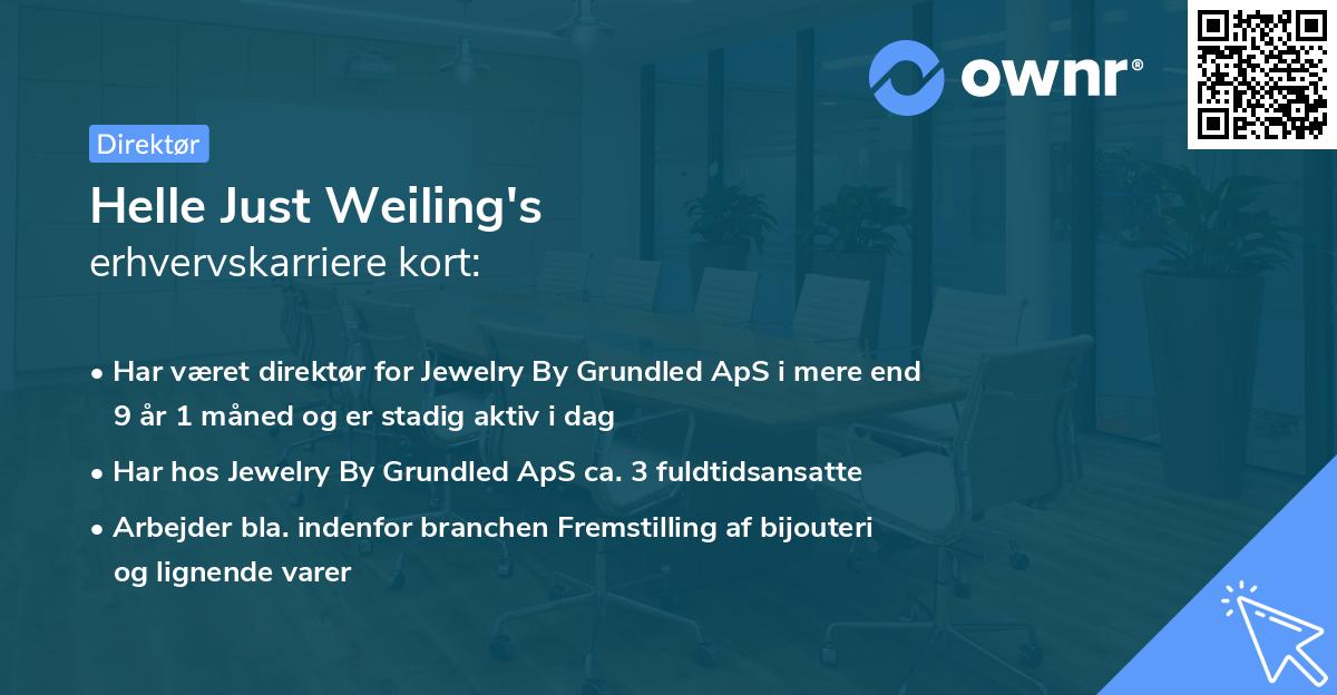 Helle Just Weiling's erhvervskarriere kort