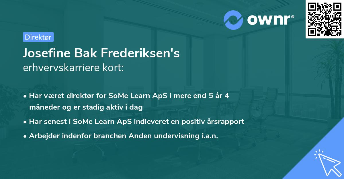 Josefine Bak Frederiksen's erhvervskarriere kort