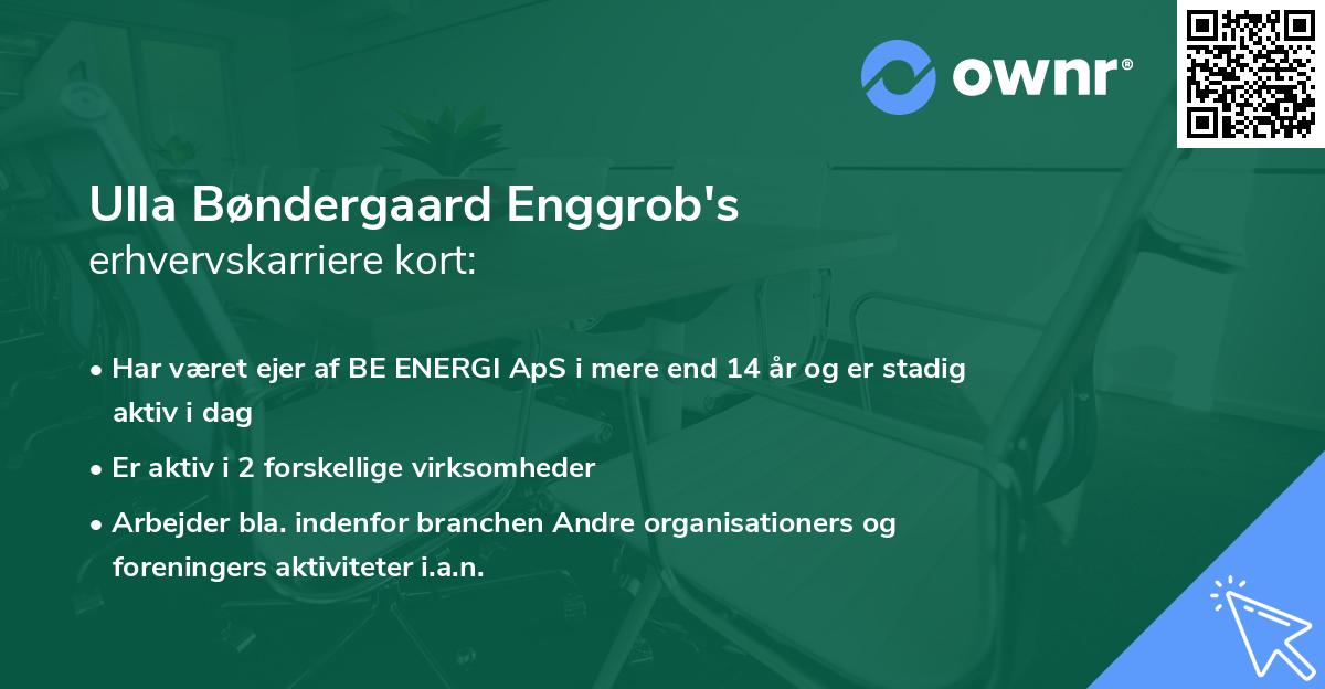 Ulla Bøndergaard Enggrob's erhvervskarriere kort