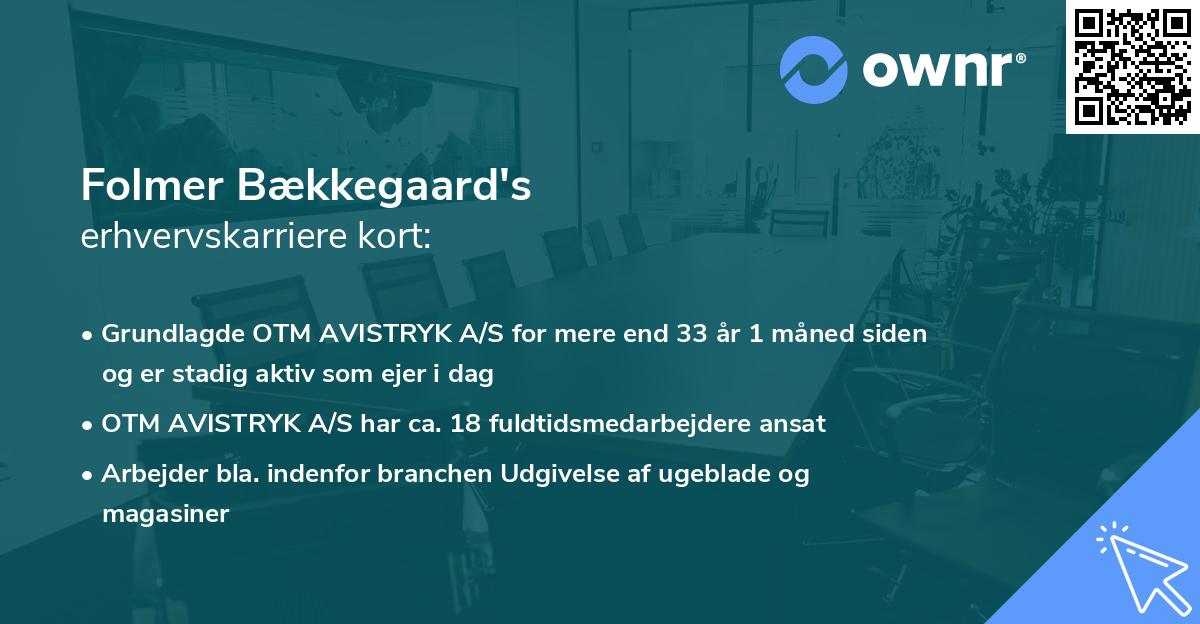 Folmer Bækkegaard's erhvervskarriere kort