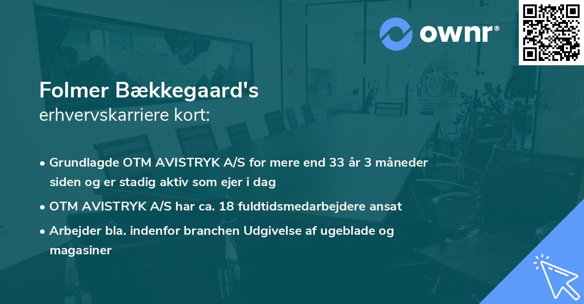 Folmer Bækkegaard's erhvervskarriere kort