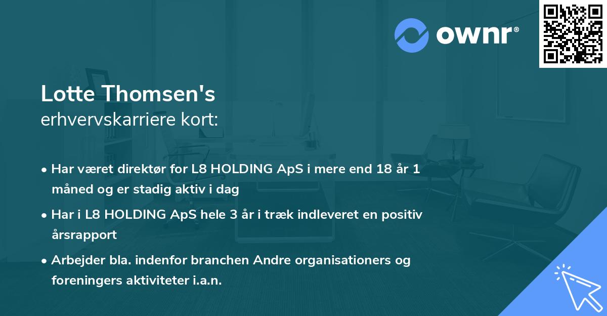 Lotte Thomsen's erhvervskarriere kort