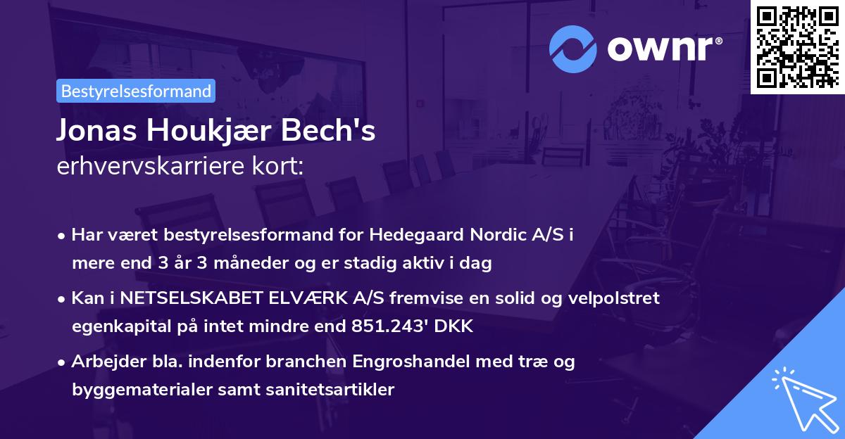 Jonas Houkjær Bech's erhvervskarriere kort
