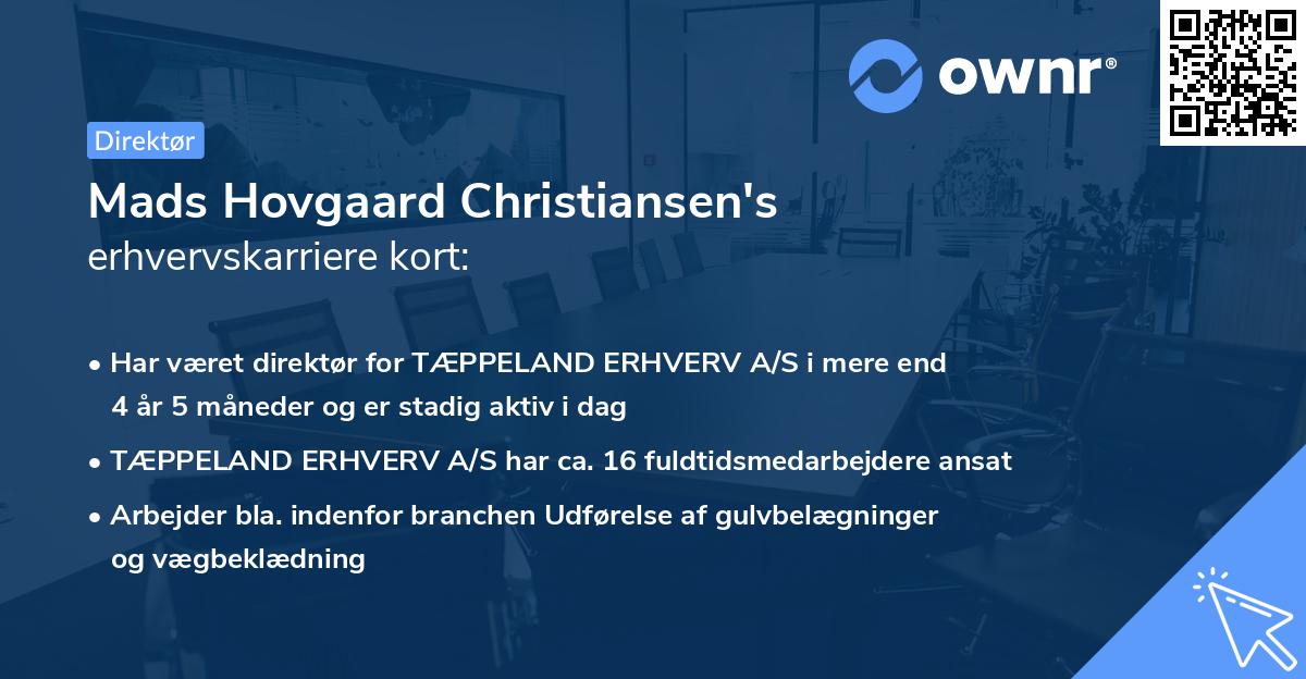 Mads Hovgaard Christiansen's erhvervskarriere kort