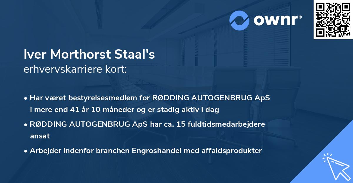 Iver Morthorst Staal's erhvervskarriere kort