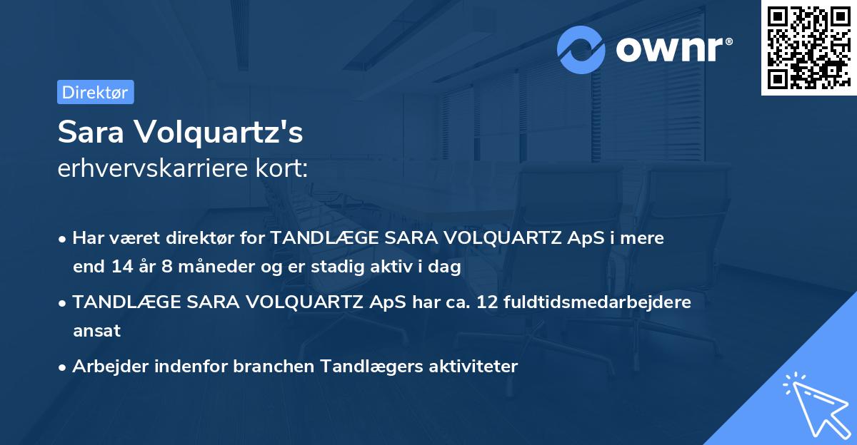 Sara Volquartz's erhvervskarriere kort