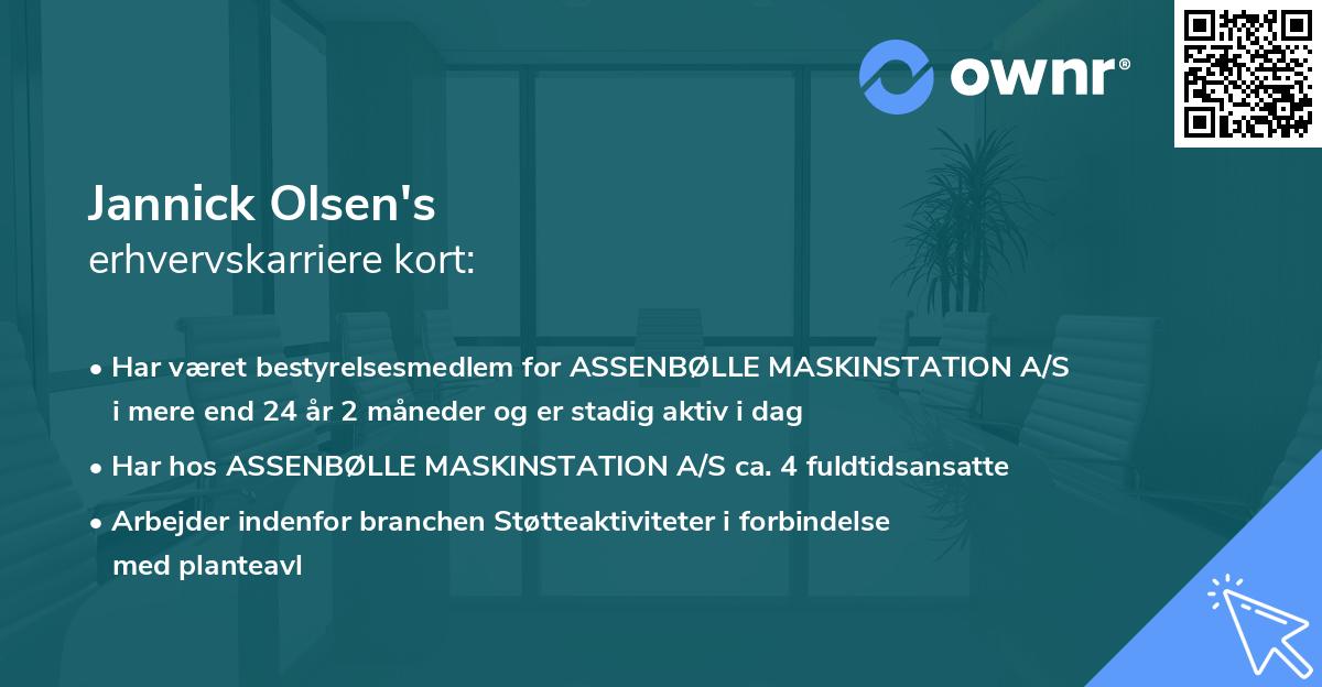 Jannick Olsen's erhvervskarriere kort
