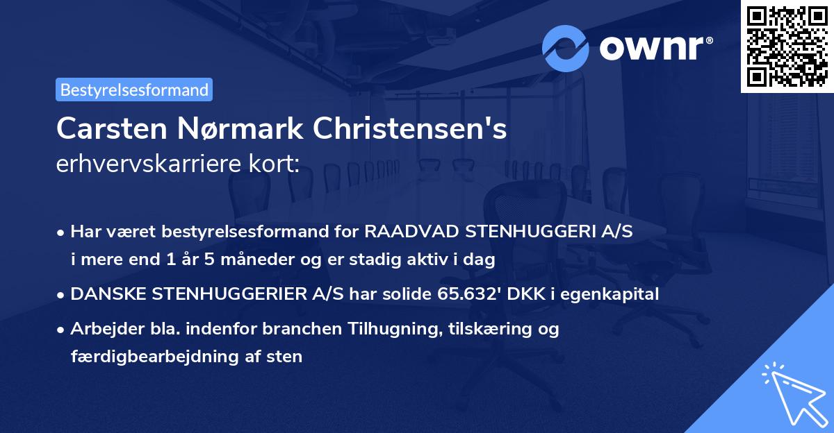 Carsten Nørmark Christensen's erhvervskarriere kort