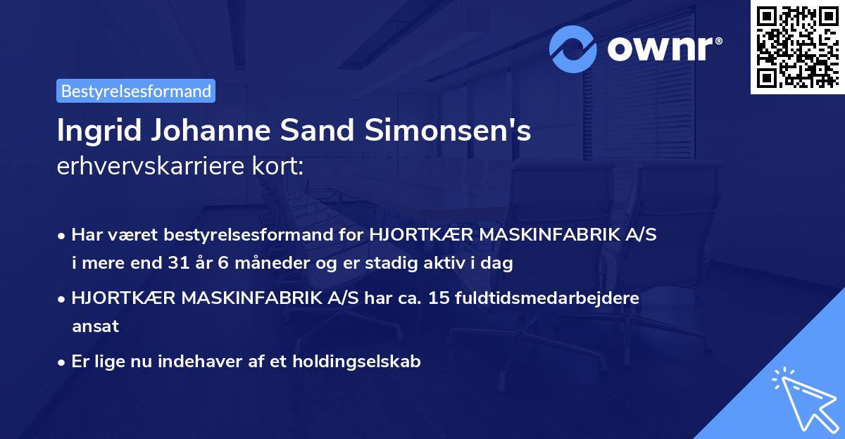 Ingrid Johanne Sand Simonsen's erhvervskarriere kort