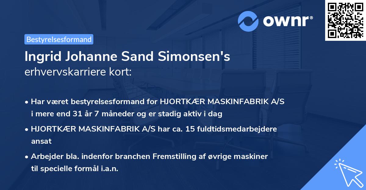 Ingrid Johanne Sand Simonsen's erhvervskarriere kort