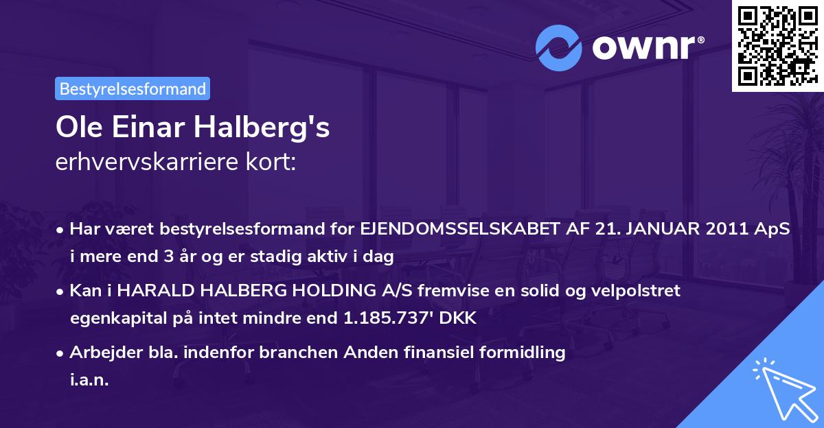 Ole Einar Halberg's erhvervskarriere kort