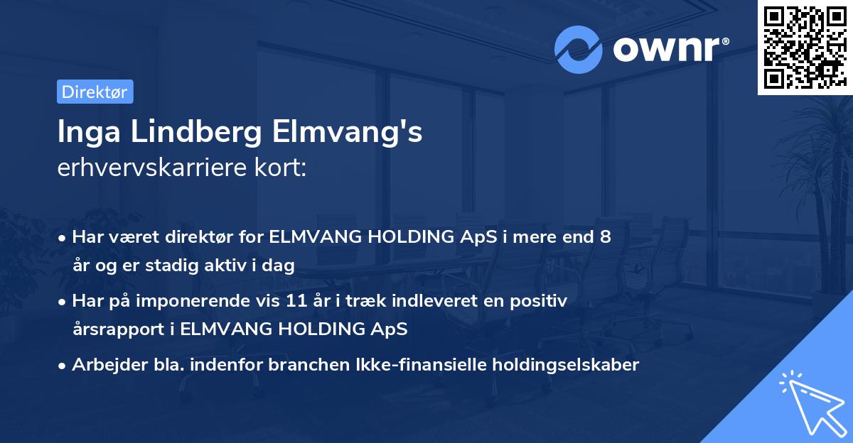 Inga Lindberg Elmvang's erhvervskarriere kort