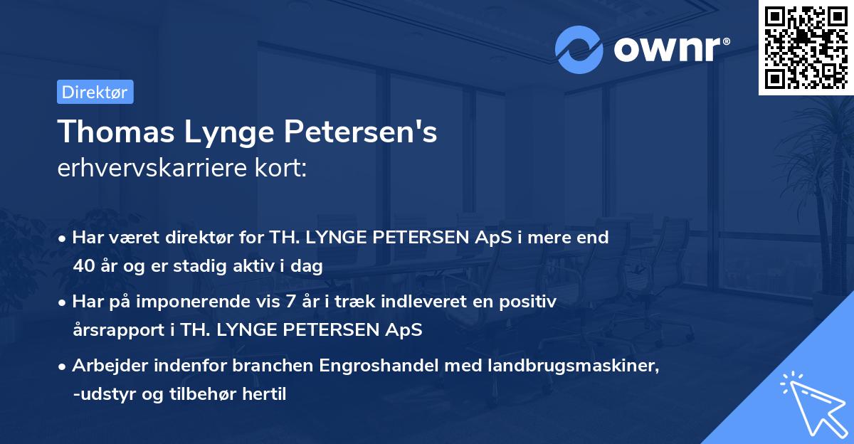 Thomas Lynge Petersen's erhvervskarriere kort