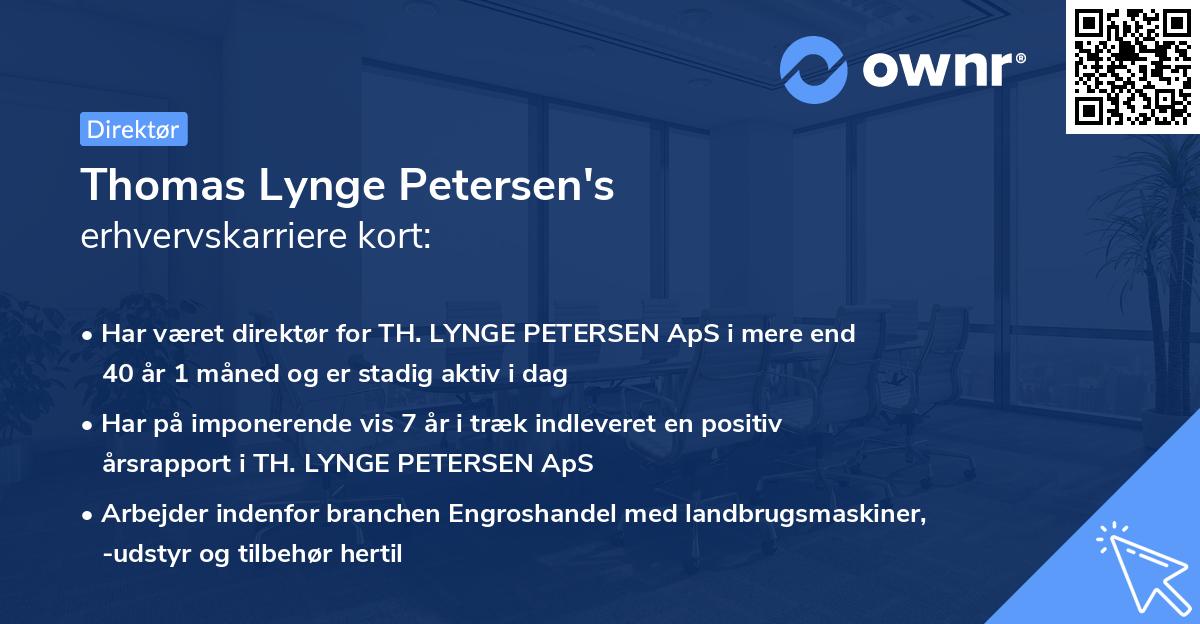 Thomas Lynge Petersen's erhvervskarriere kort