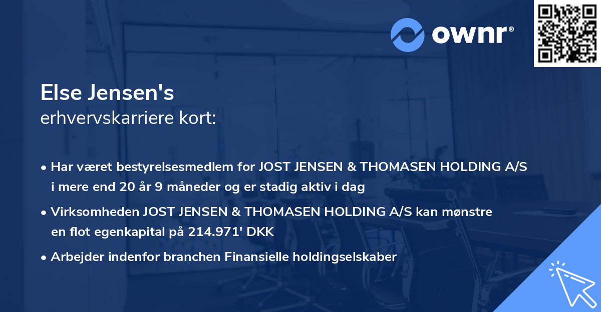 Else Jensen's erhvervskarriere kort