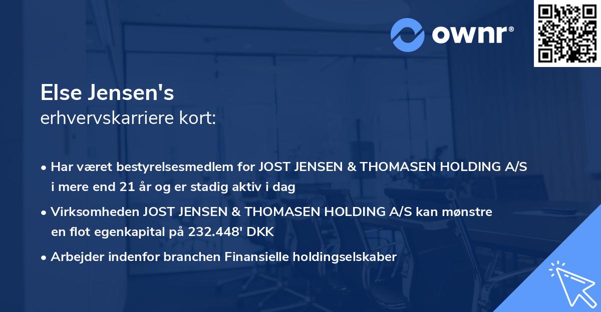 Else Jensen's erhvervskarriere kort