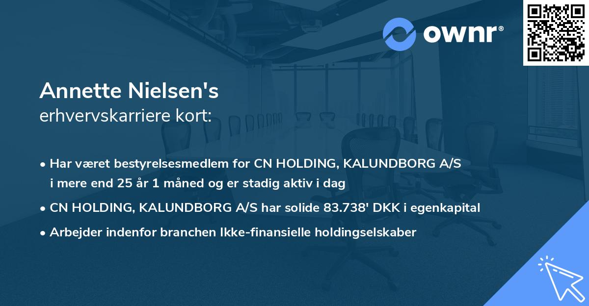 Annette Nielsen's erhvervskarriere kort