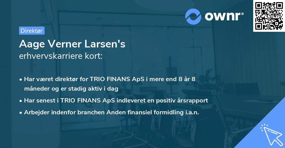 Aage Verner Larsen's erhvervskarriere kort
