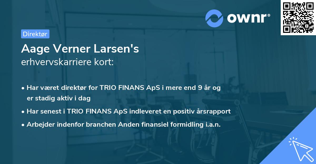 Aage Verner Larsen's erhvervskarriere kort