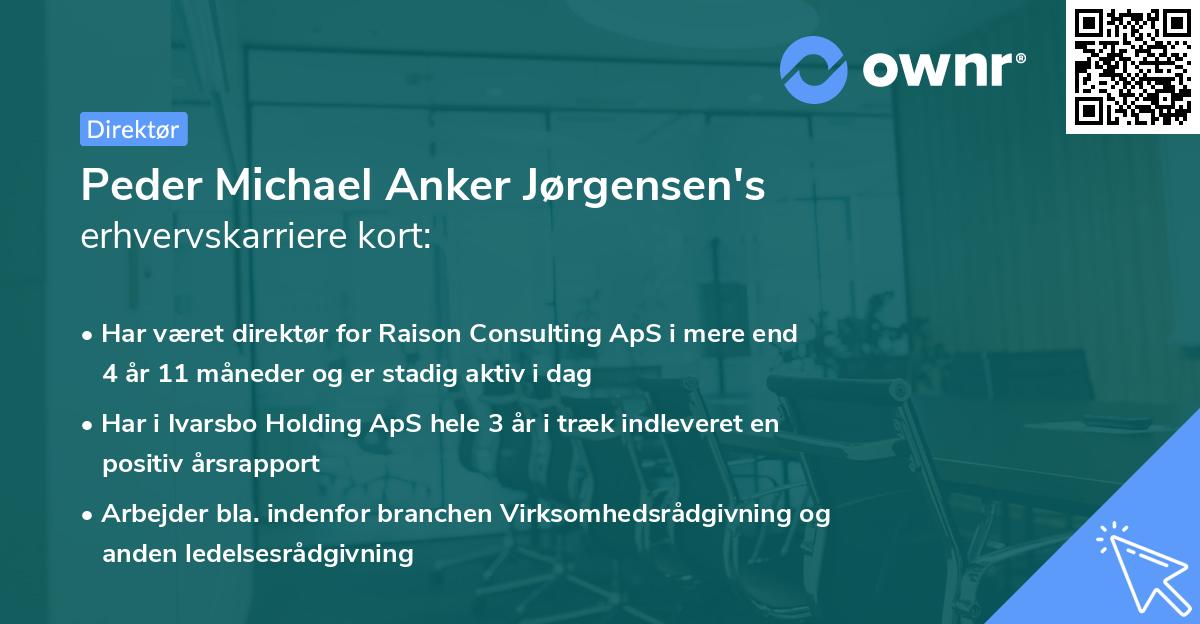 Peder Michael Anker Jørgensen's erhvervskarriere kort