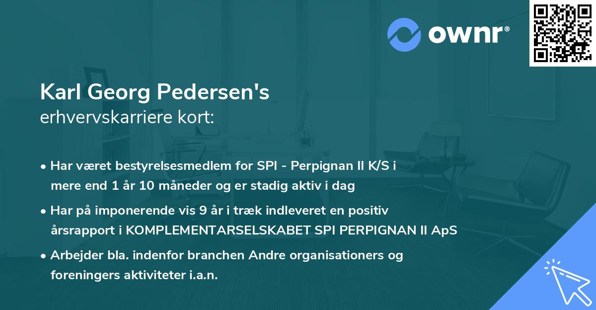 Karl Georg Pedersen's erhvervskarriere kort
