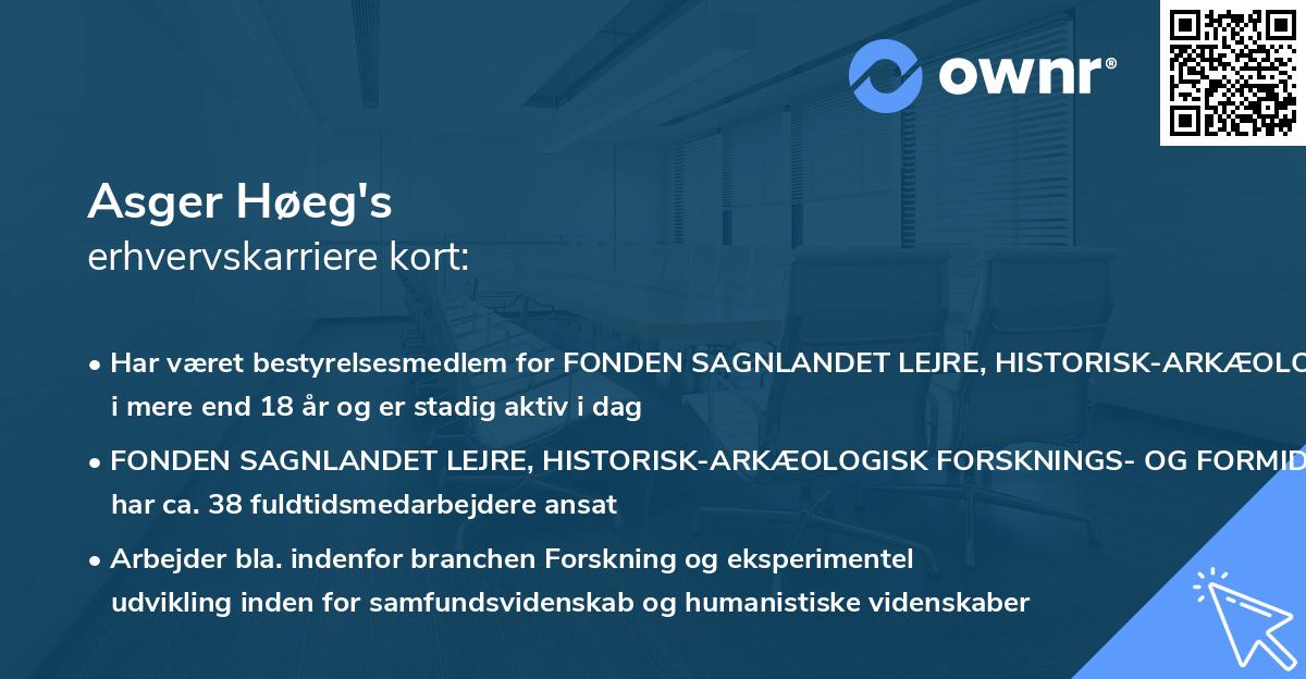 Asger Høeg's erhvervskarriere kort