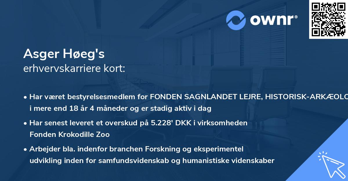Asger Høeg's erhvervskarriere kort