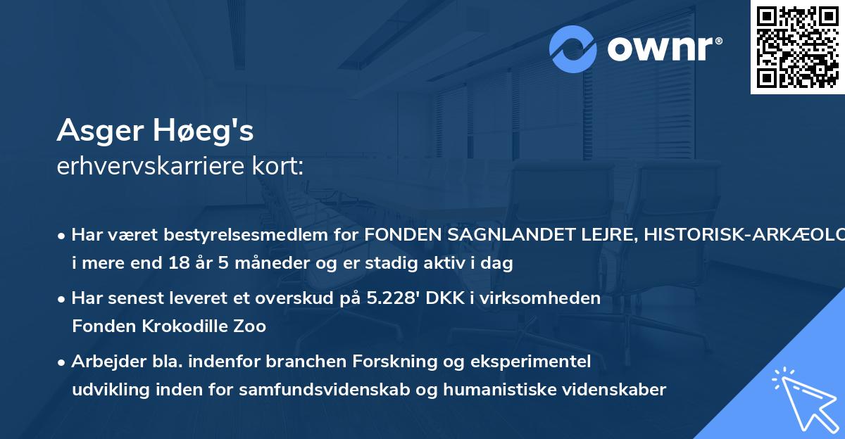 Asger Høeg's erhvervskarriere kort